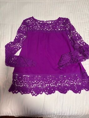 SHEIN Purple Lace-Trim Women’s Blouse
